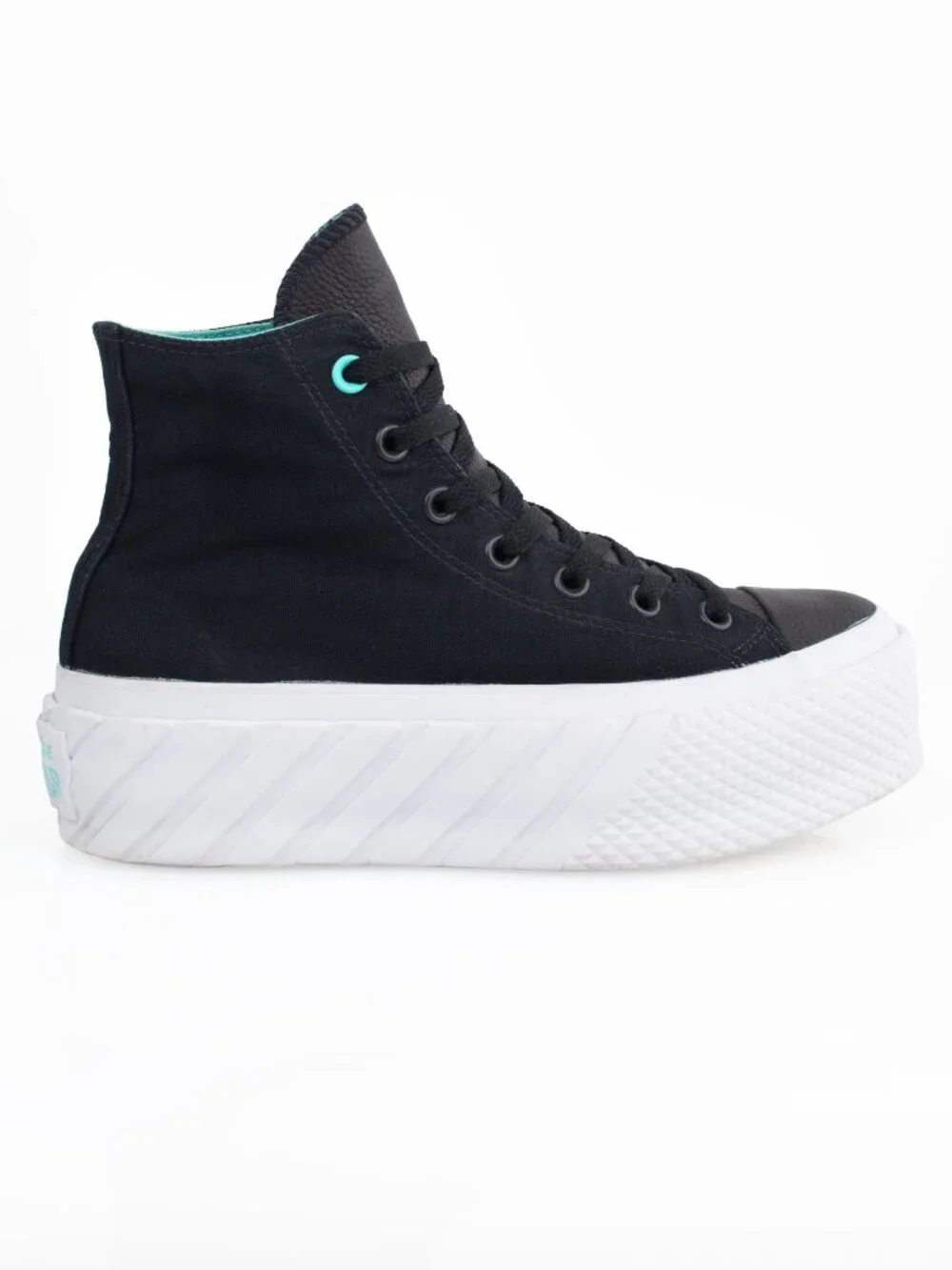Converse All Star Lift 2X Surface Fusion Black Aqua Platform High Tops Sz 8